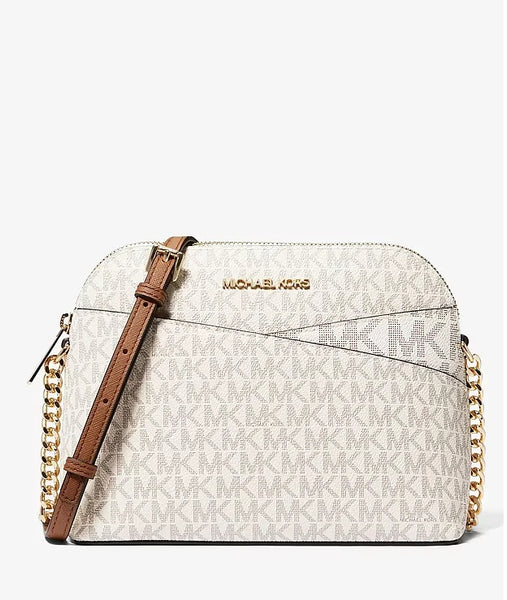 Crossbody MK vainilla monograma cadena dorada
