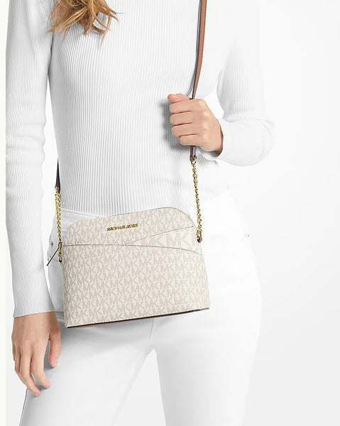 Crossbody MK vainilla monograma cadena dorada