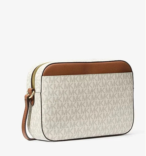Crossbody MK vainilla monograma con cadena dorada