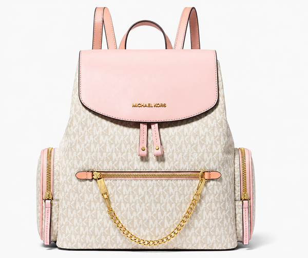 Mochila vainilla/rosado monograma large