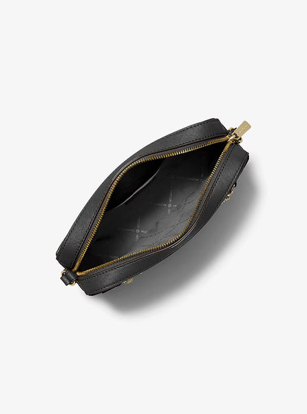 Crossbody MK negro con cadena delantera dorada