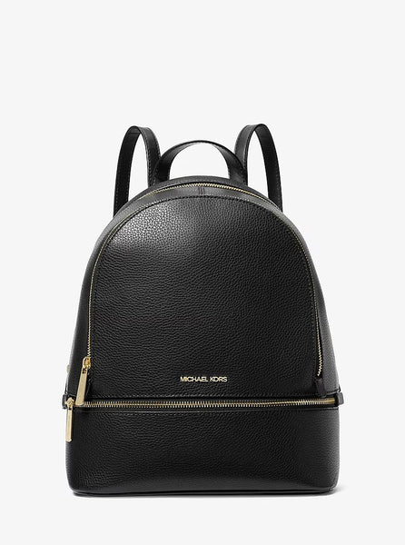 Mochila MK Rhea Medium negra con logo dorado