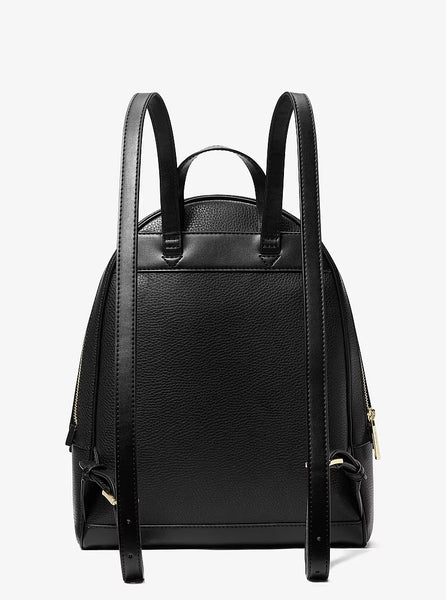 Mochila MK Rhea Medium negra con logo dorado