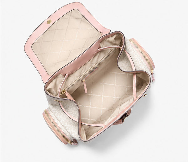 Mochila vainilla/rosado monograma large