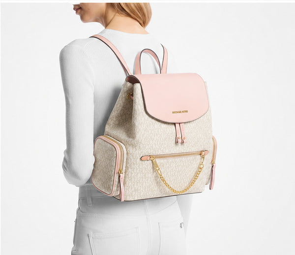 Mochila vainilla/rosado monograma large